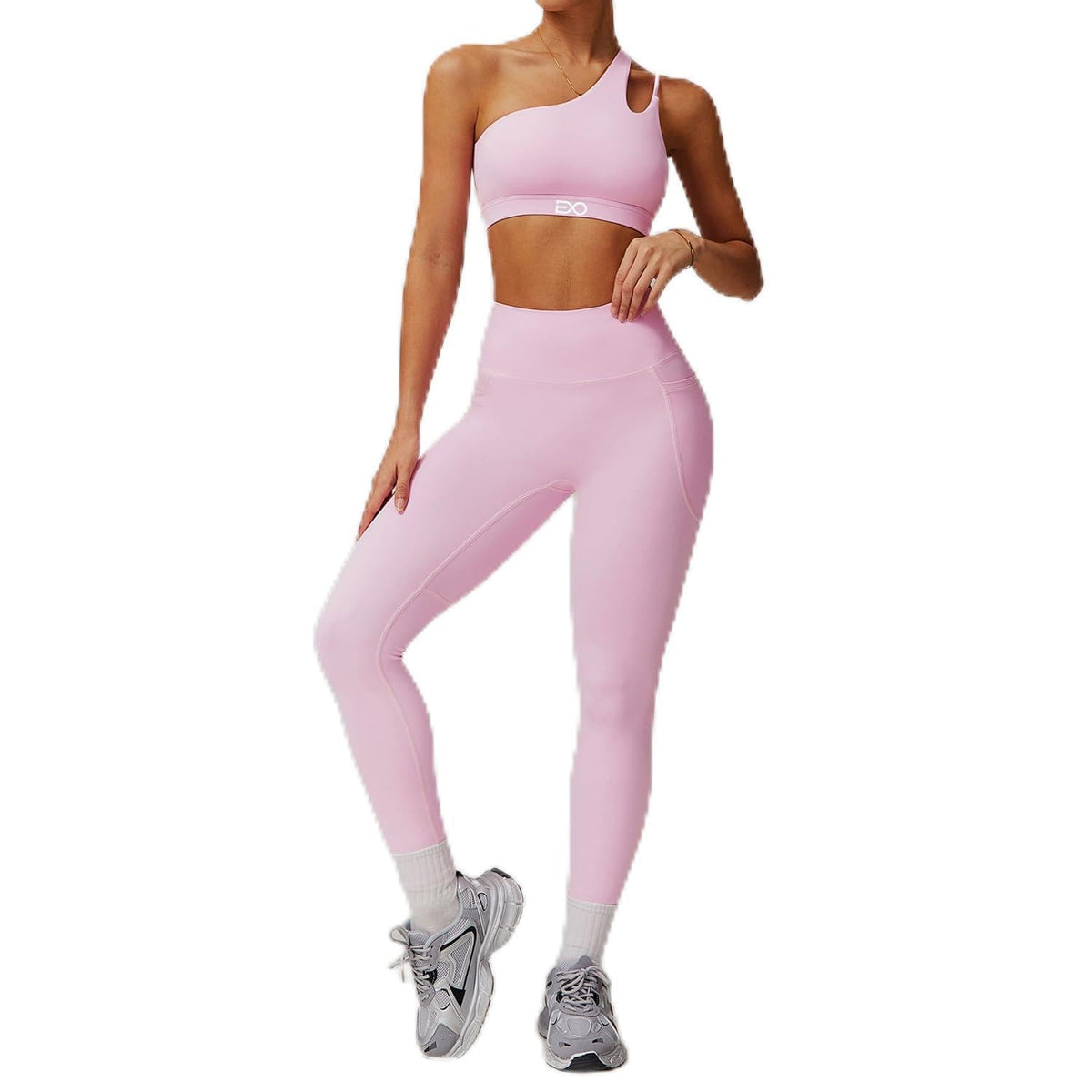 ELIV8 Women's Two-Piece One Shoulder Workout Set